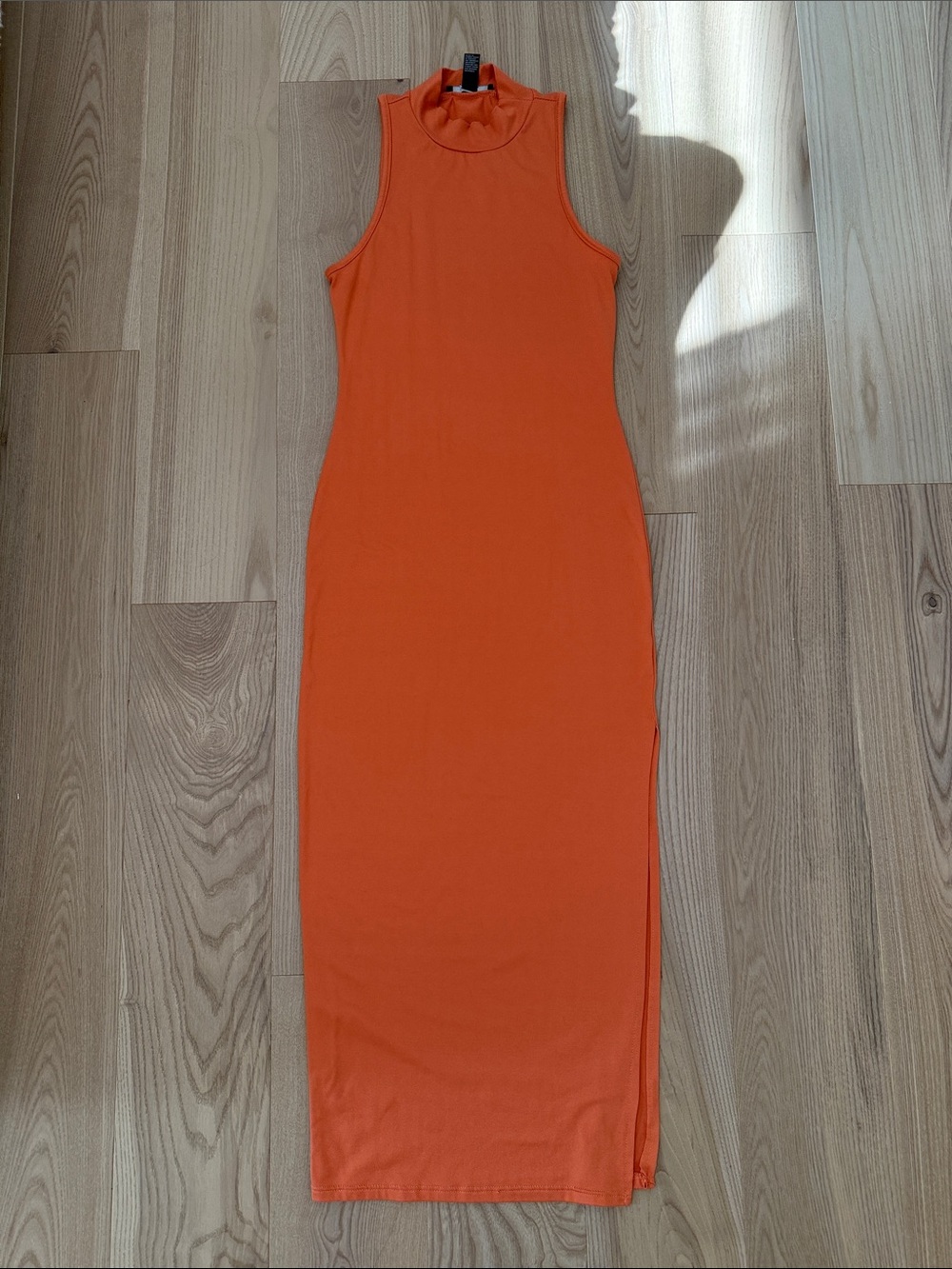 Forever 21 Orange Sleeveless Mock-Neck Midi Dress
